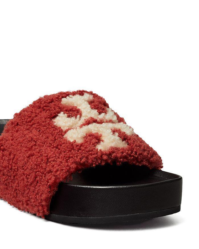 商品Tory Burch|Women's Double T Shearling Flatform Sandals,价格¥1307,第6张图片详细描述