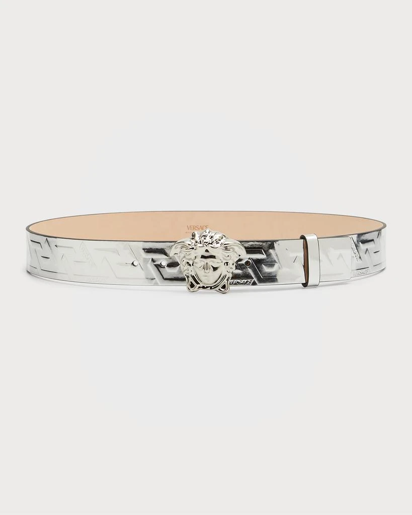 商品Versace|Men's Medusa Head Buckle Metallic Leather Belt,价格¥1686,第1张图片