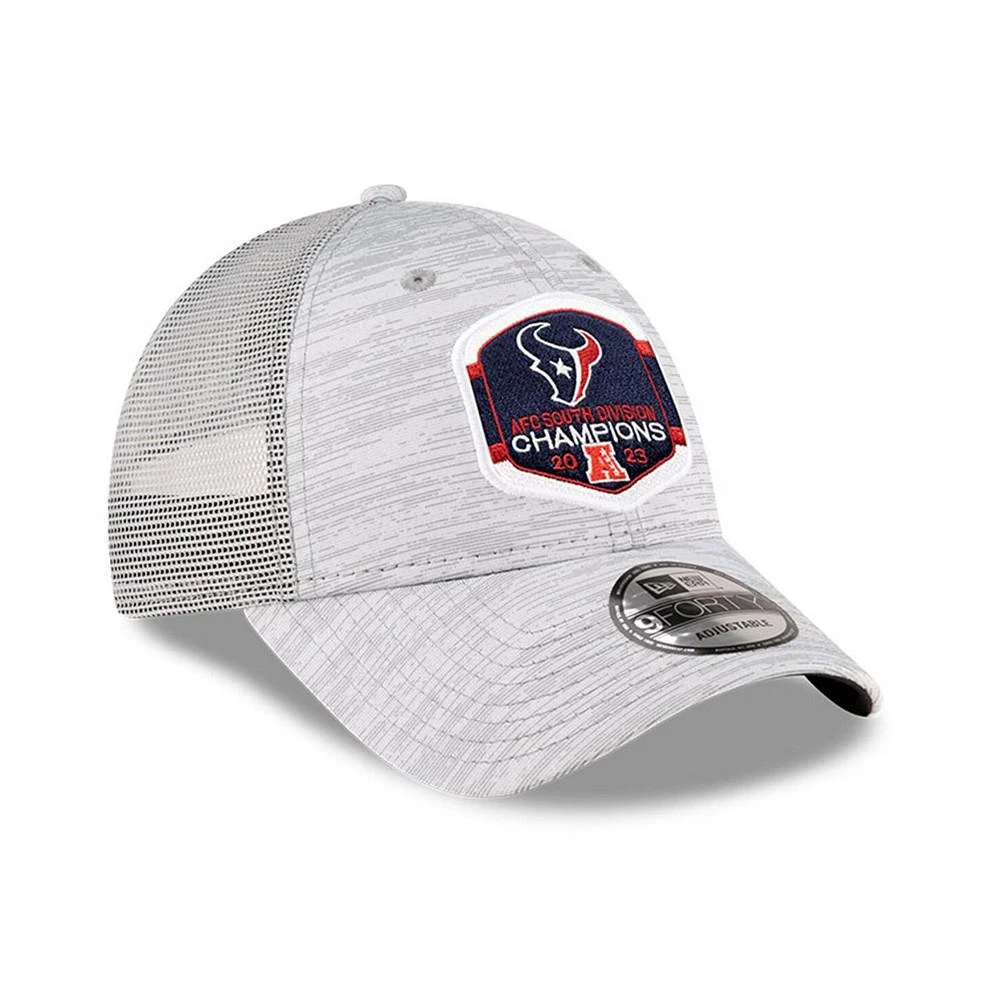 商品New Era|Men's Heather Gray Houston Texans 2023 AFC South Division Champions Locker Room Trophy Collection 9FORTY Trucker Adjustable Hat,价格¥238,第2张图片详细描述