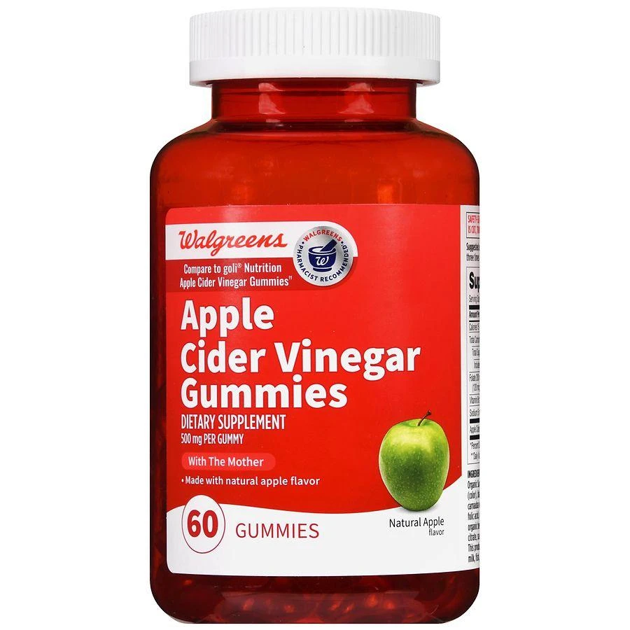 商品Walgreens|Apple Cider Vinegar Gummies (60 days) Natural Apple,价格¥97,第2张图片详细描述
