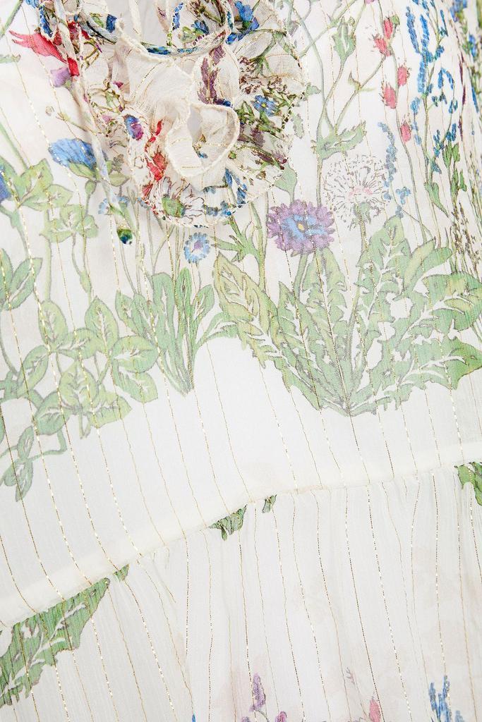 商品Maje|Reinette ruffled metallic floral-print silk-blend crepon dress,价格¥1089,第6张图片详细描述