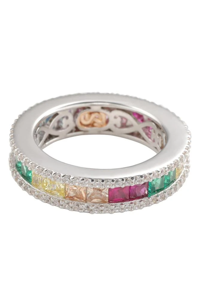 商品Suzy Levian|Sterling Silver Rainbow Princess Cut Cubic Zirconia Band Ring,价格¥1313,第1张图片