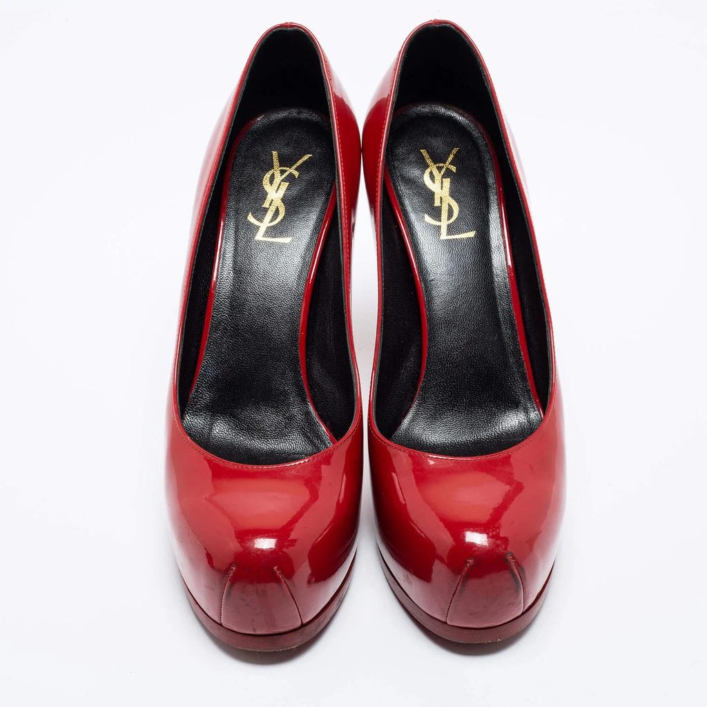 商品[二手商品] Yves Saint Laurent|Saint Laurent Red Patent Leather Tribtoo Platform Pumps Size 37.5,价格¥1092,第3张图片详细描述