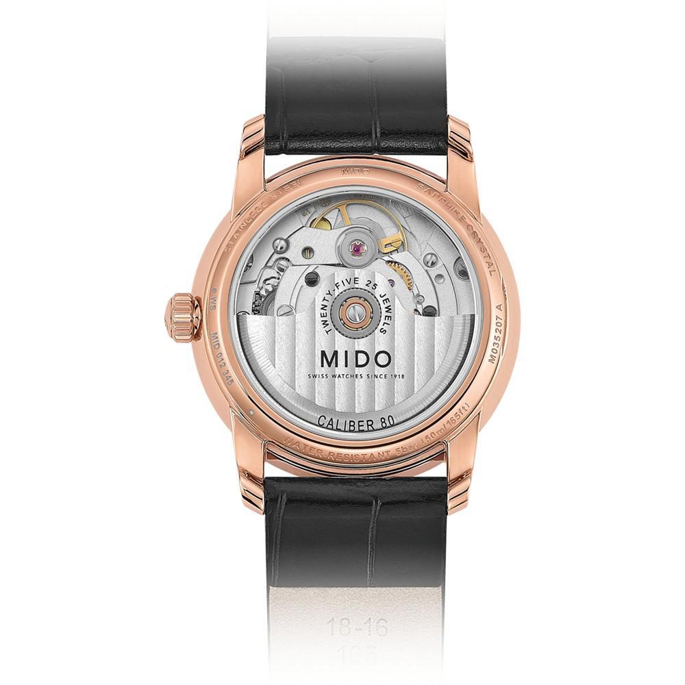 商品MIDO|Women's Swiss Automatic Baroncelli Black Leather Strap Watch 33mm,价格¥8096,第5张图片详细描述