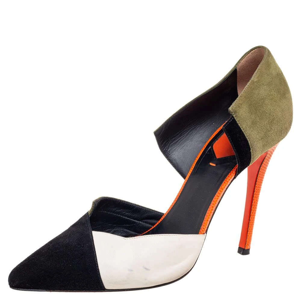 商品[二手商品] Fendi|Fendi Multicolor Suede and Leather Pointed-Toe Pumps Size 38,价格¥879,第1张图片