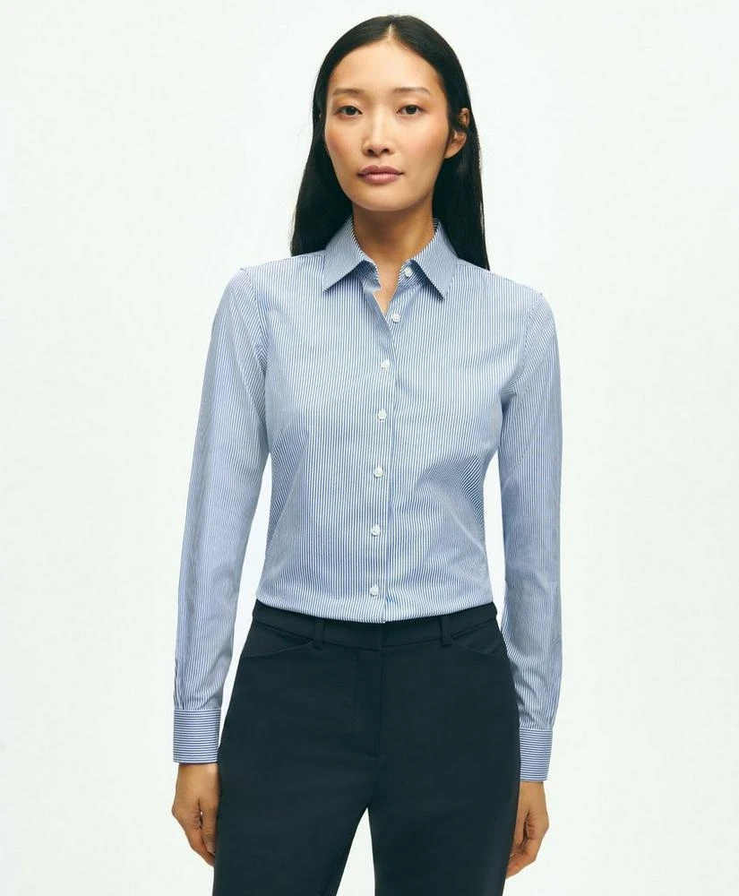 商品Brooks Brothers|Fitted Stretch Supima® Cotton Non-Iron Mini Stripe Dress Shirt,价格¥565,第1张图片