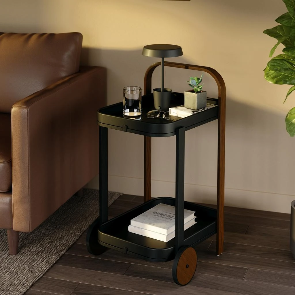 商品Umbra|Umbra Bellwood Bar & Serving Cart - Black & Walnut,价格¥1574,第4张图片详细描述