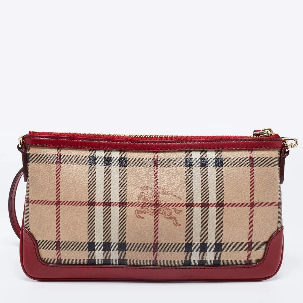 商品[二手商品] Burberry|Burberry Beige/Red Haymarket Check PVC And Leather Small Peyton Crossbody Bag,价格¥2490,第4张图片详细描述