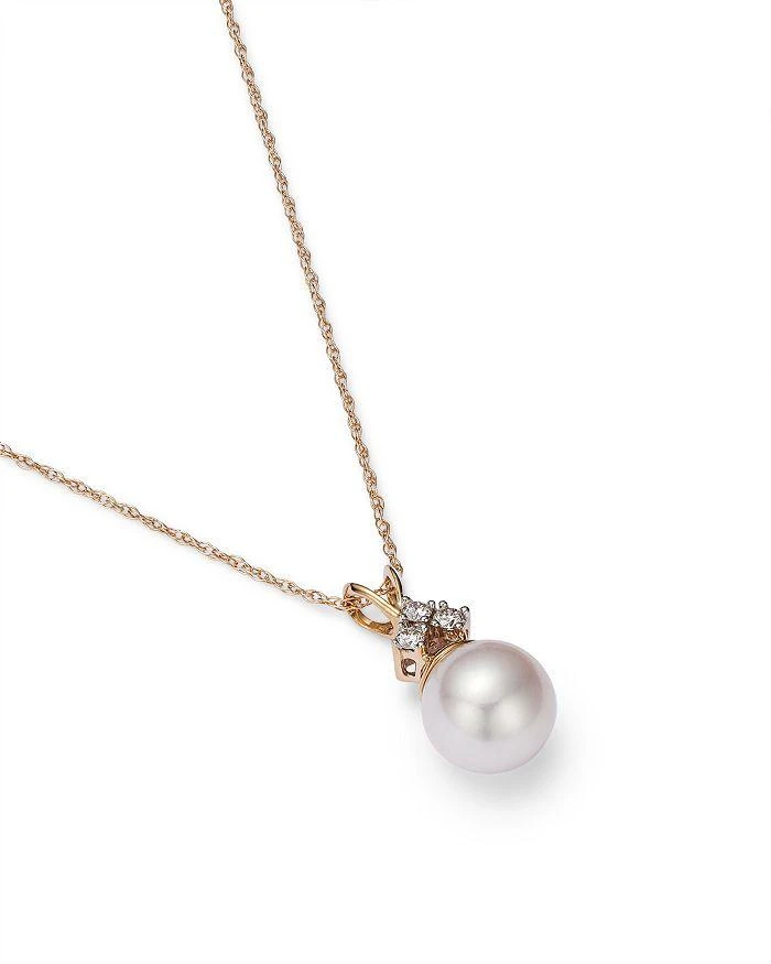 商品Bloomingdale's|Cultured Freshwater Pearl and Diamond Pendant Necklace in 14K Yellow Gold, 18",价格¥3806,第3张图片详细描述