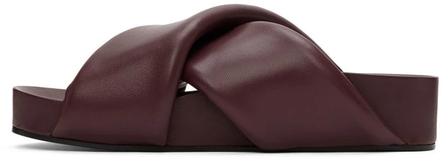 商品Jil Sander|Burgundy Oversize Wrapped Slides,价格¥1940,第3张图片详细描述