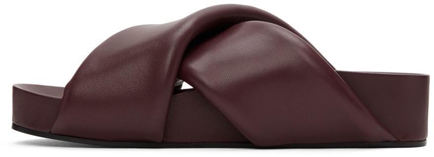 商品Jil Sander|Burgundy Oversize Wrapped Slides,价格¥4369,第5张图片详细描述