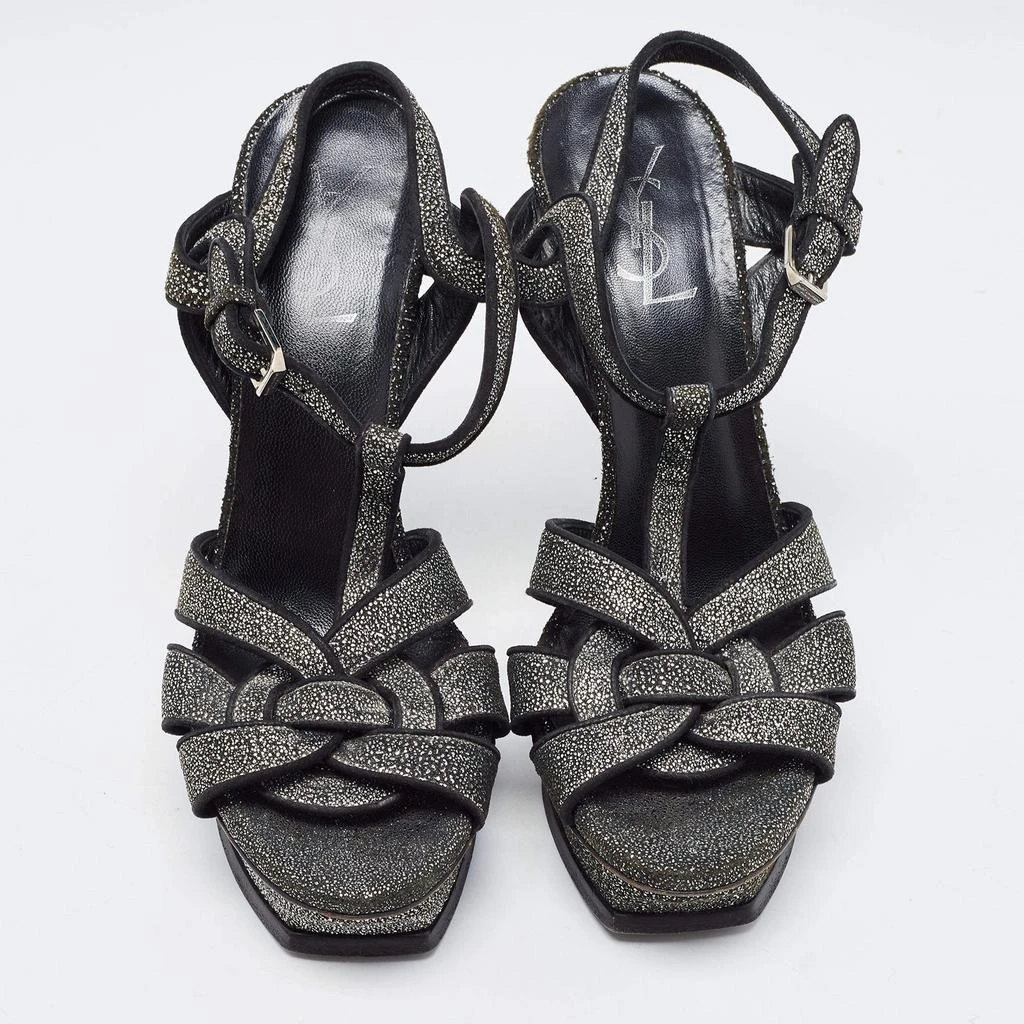 商品[二手商品] Yves Saint Laurent|Saint Laurent Two Tone Glitter Suede Tribute Sandals Size 39,价格¥1032,第3张图片详细描述