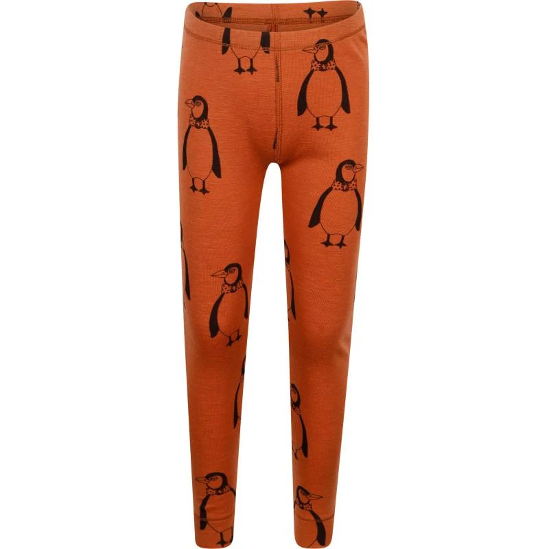 商品Mini Rodini|Penguins print woolen leggings in brown,价格¥532,第1张图片