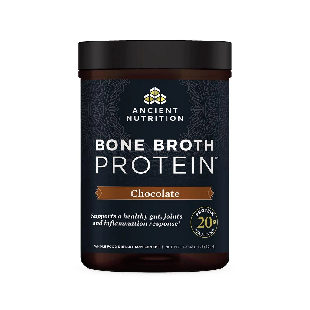 商品Ancient Nutrition|Bone Broth Protein Spring ’24 Insert | Powder Chocolate (20 Servings),价格¥378,第1张图片