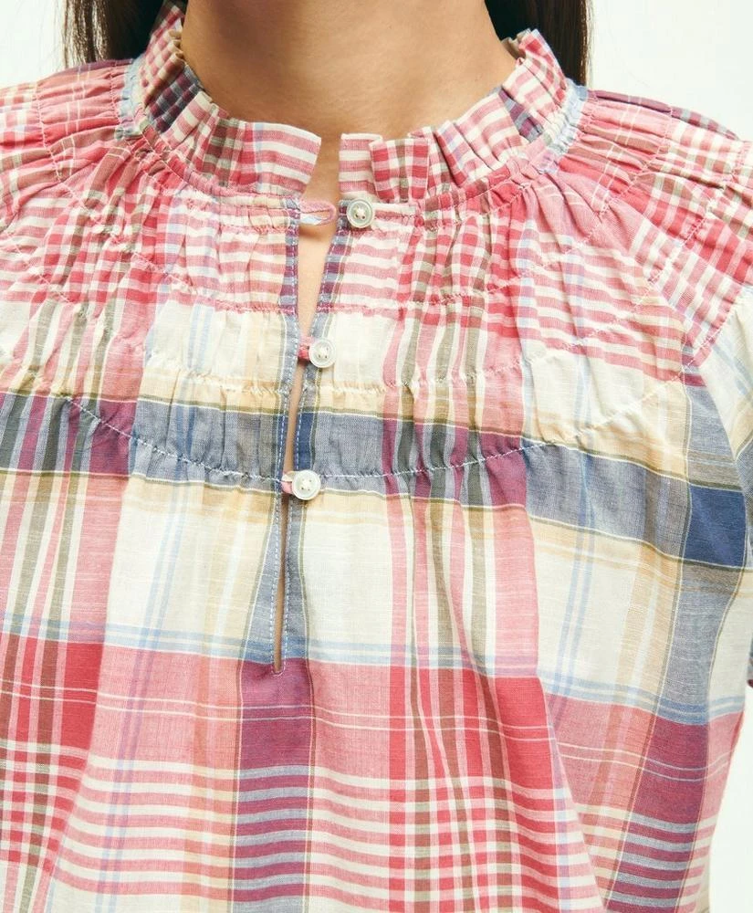 商品Brooks Brothers|Washed Cotton Madras Peasant Blouse,价格¥412,第3张图片详细描述