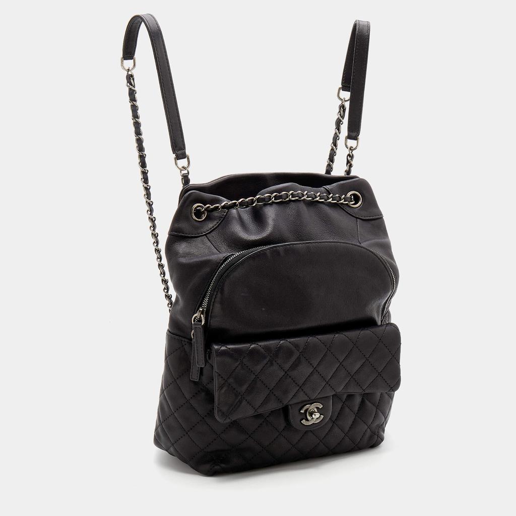 商品[二手商品] Chanel|Chanel Black Quilted Leather Small Drawstring CC Flap Backpack,价格¥18299,第5张图片详细描述