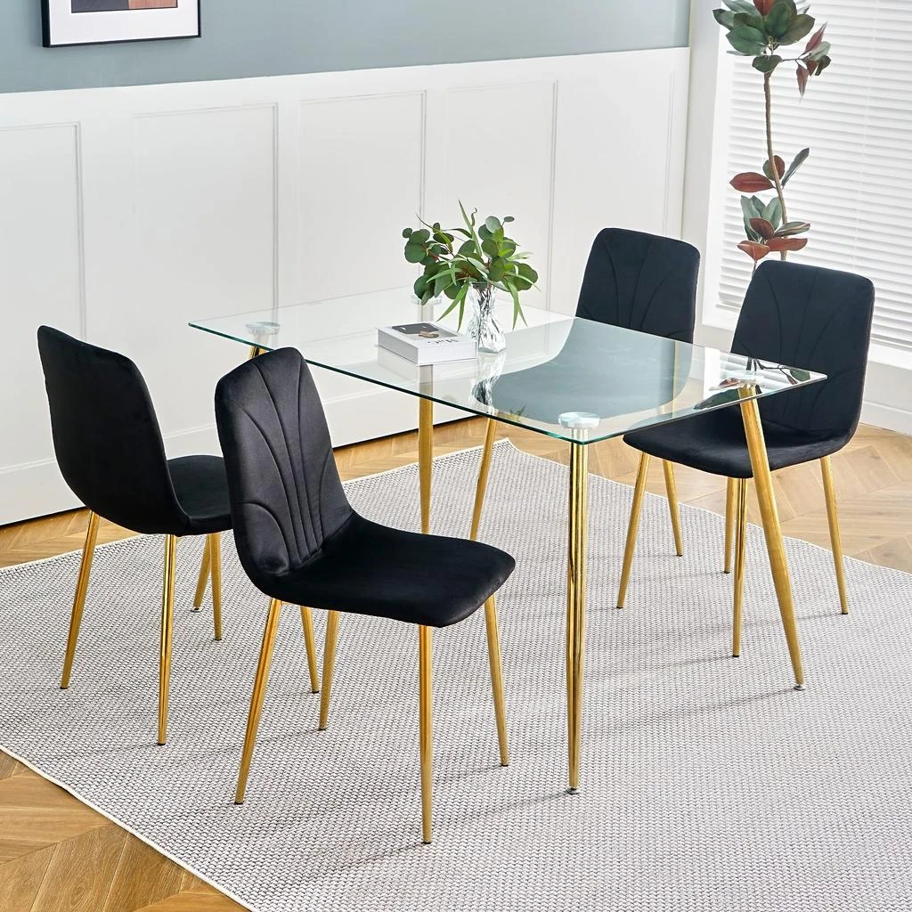 商品Streamdale Furniture|Streamdale Set of 4 Modern Black Dining Chairs,价格¥2670,第2张图片详细描述