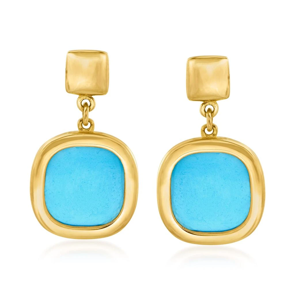 商品Ross-Simons|Italian Small Turquoise Drop Earrings in 14kt Yellow Gold,价格¥5583,第1张图片