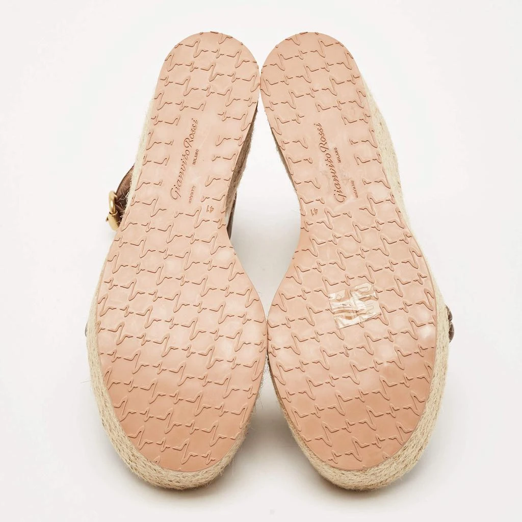 Gianvito Rossi Brown Braided Leather Merida Espadrille Wedge Sandals Size 41 商品