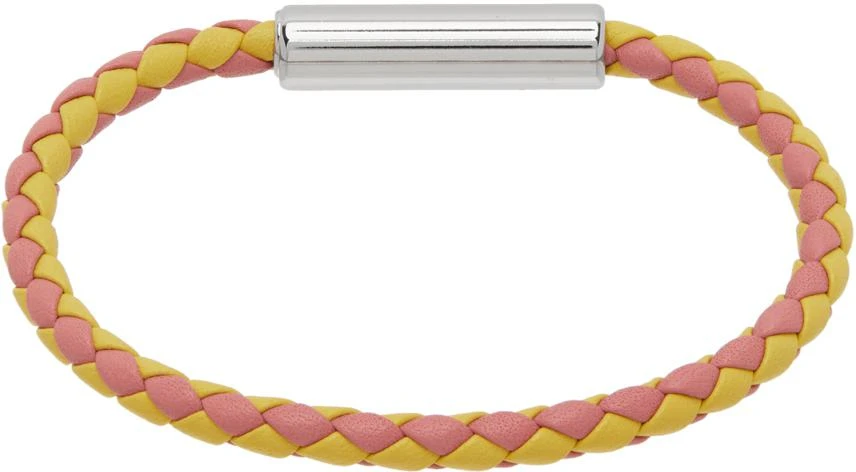 商品Marni|Pink & Yellow Braided Leather Bracelet,价格¥450,第2张图片详细描述