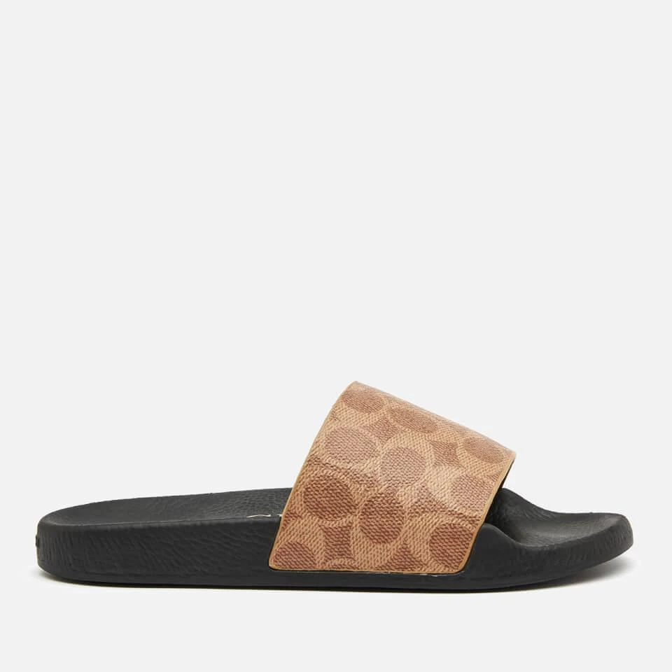 商品Coach|COACH WOMEN'S UDELE COATED CANVAS SLIDE SANDALS - TAN,价格¥474,第2张图片详细描述