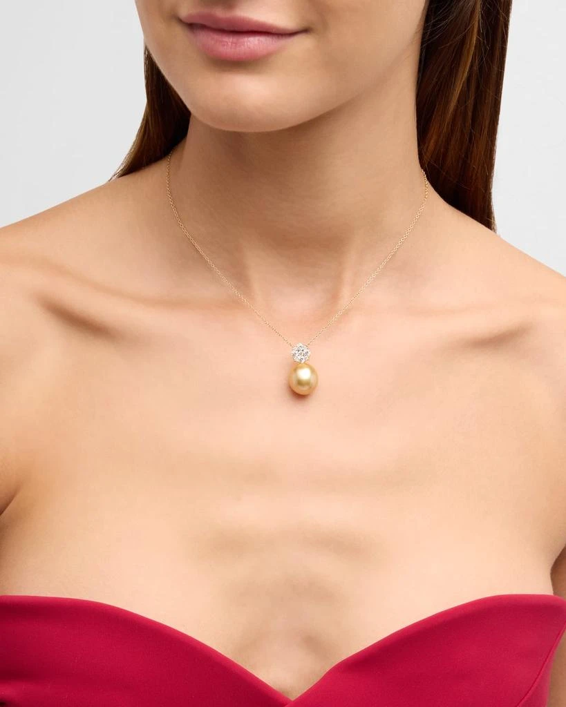 商品Pearls By Shari|18K Yellow Gold Pave Diamond and Golden Pearl Pendant Necklace, 18"L,价格¥36470,第2张图片详细描述