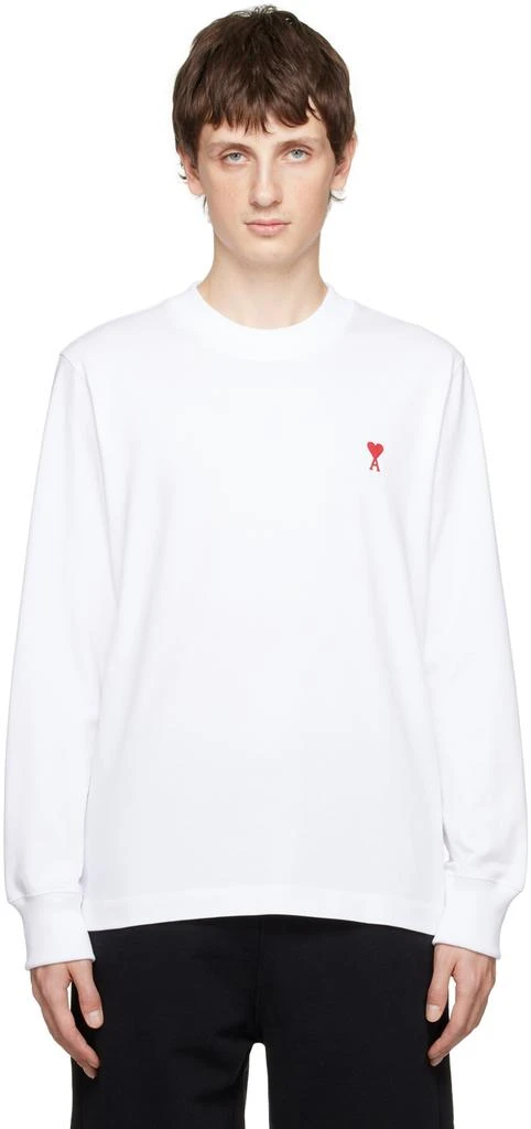 商品AMI|White Ami de Cœur Long Sleeve T-Shirt,价格¥1660,第1张图片