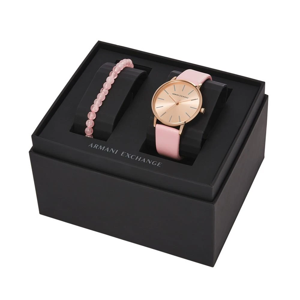 商品Armani Exchange|Women's Lola Three Hand Pink Leather Watch 36mm Set, 2 Pieces,价格¥897,第5张图片详细描述