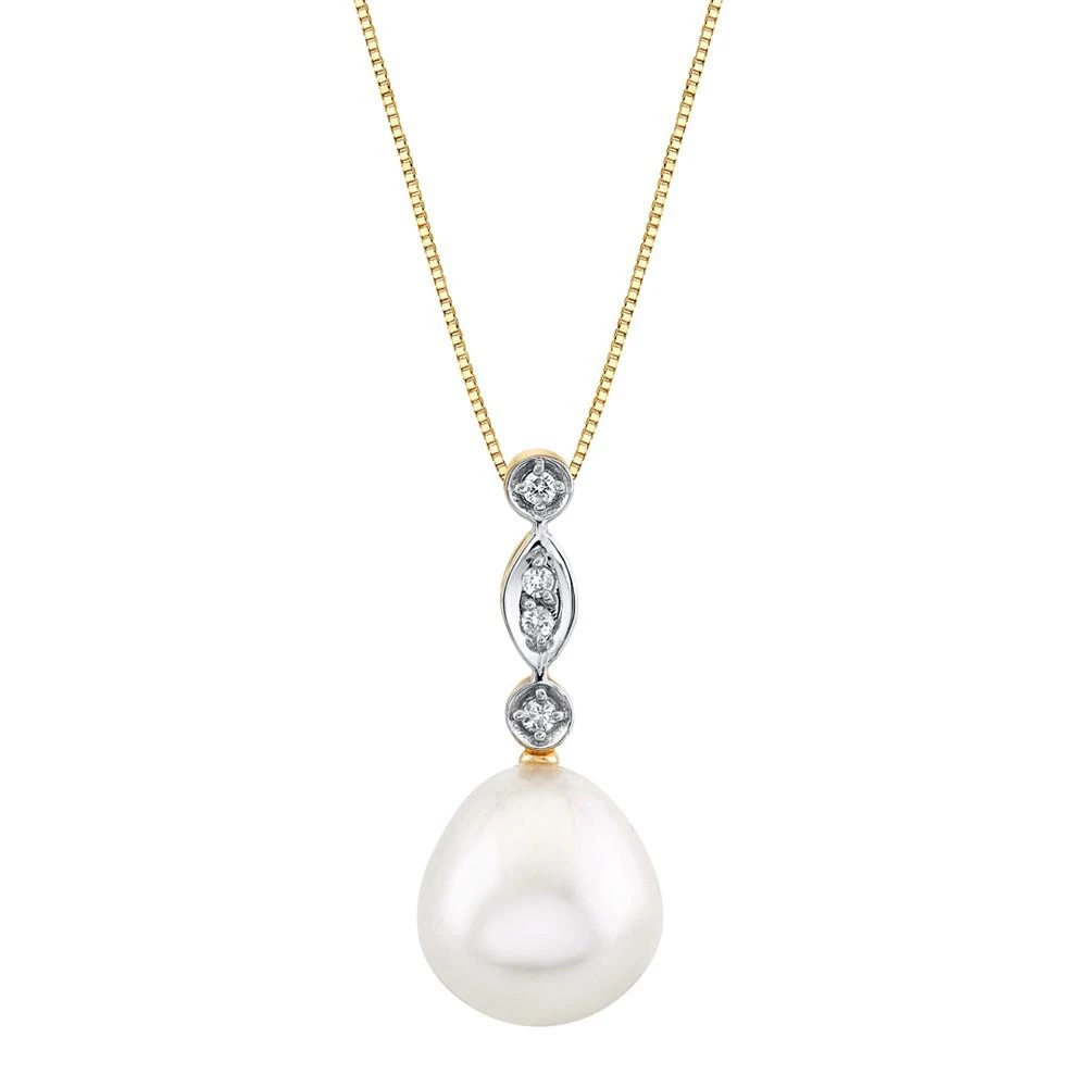 商品Macy's|Cultured Tahitian Pearl (10mm) & Diamond Accent 18" Pendant Necklace in 14k White Gold (Also in Cultured Freshwater Pearl & Cultured Golden South Sea Pearl),价格¥1706,第1张图片