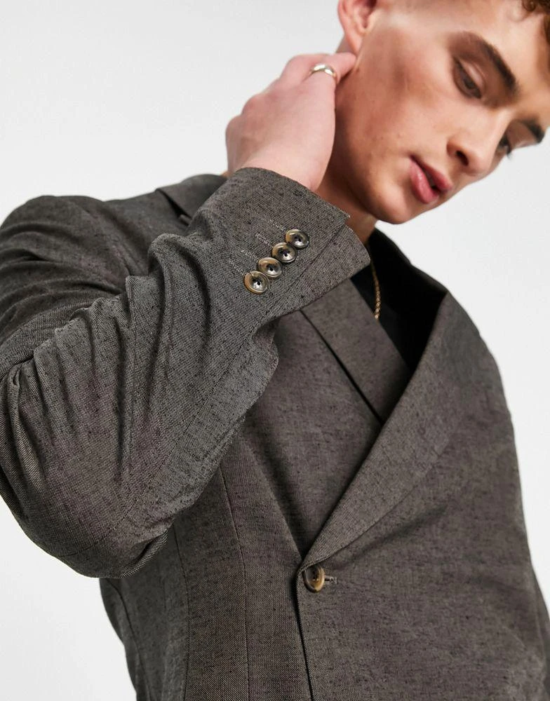 商品ASOS|ASOS DESIGN slim wrap suit jacket in brown twill,价格¥581,第4张图片详细描述