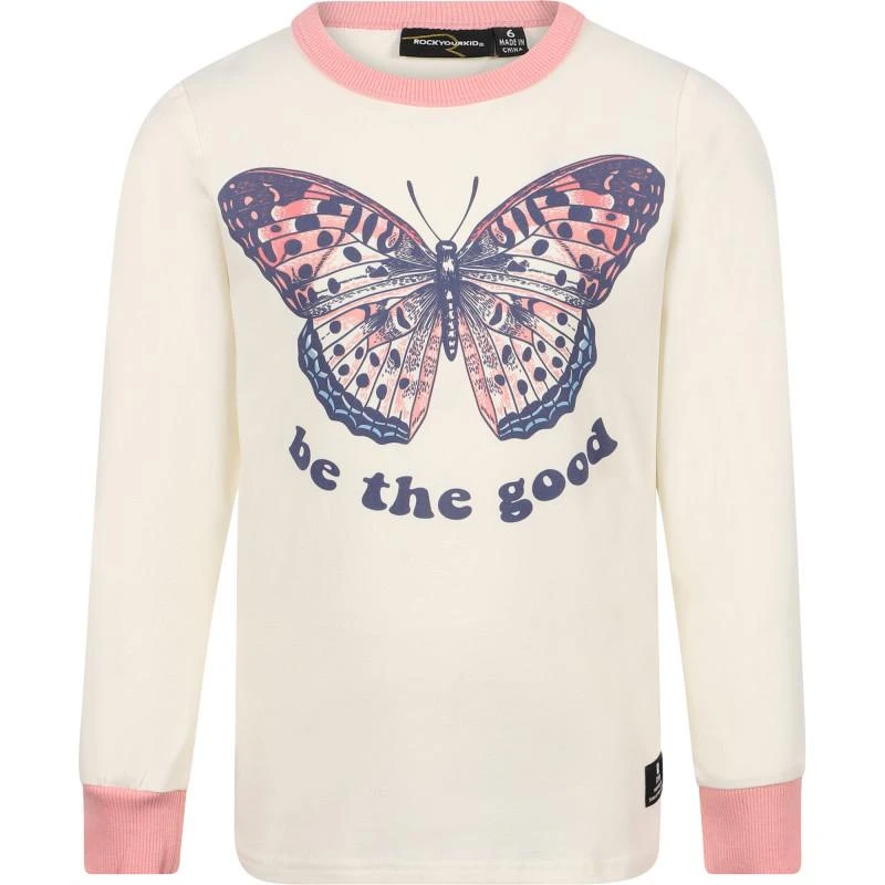 商品Rock Your Baby|Be the good butterfly print long sleeved t shirt in white,价格¥714,第1张图片