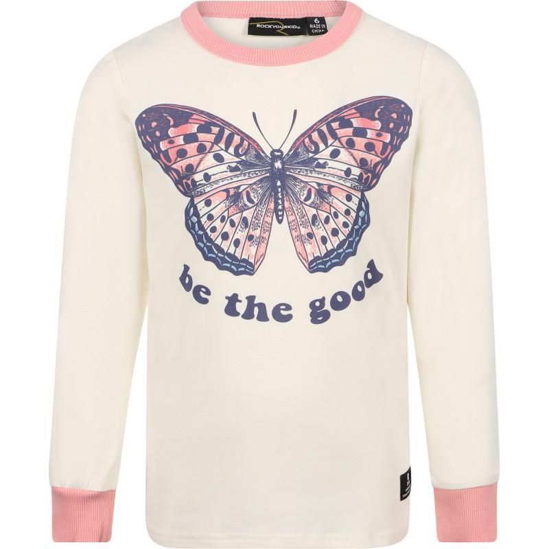 商品Rock Your Baby|Be the good butterfly print long sleeved t shirt in white,价格¥377-¥414,第1张图片