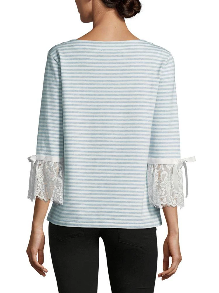 商品Karl Lagerfeld Paris|Striped Lace Bell Sleeve Top,价格¥150,第2张图片详细描述