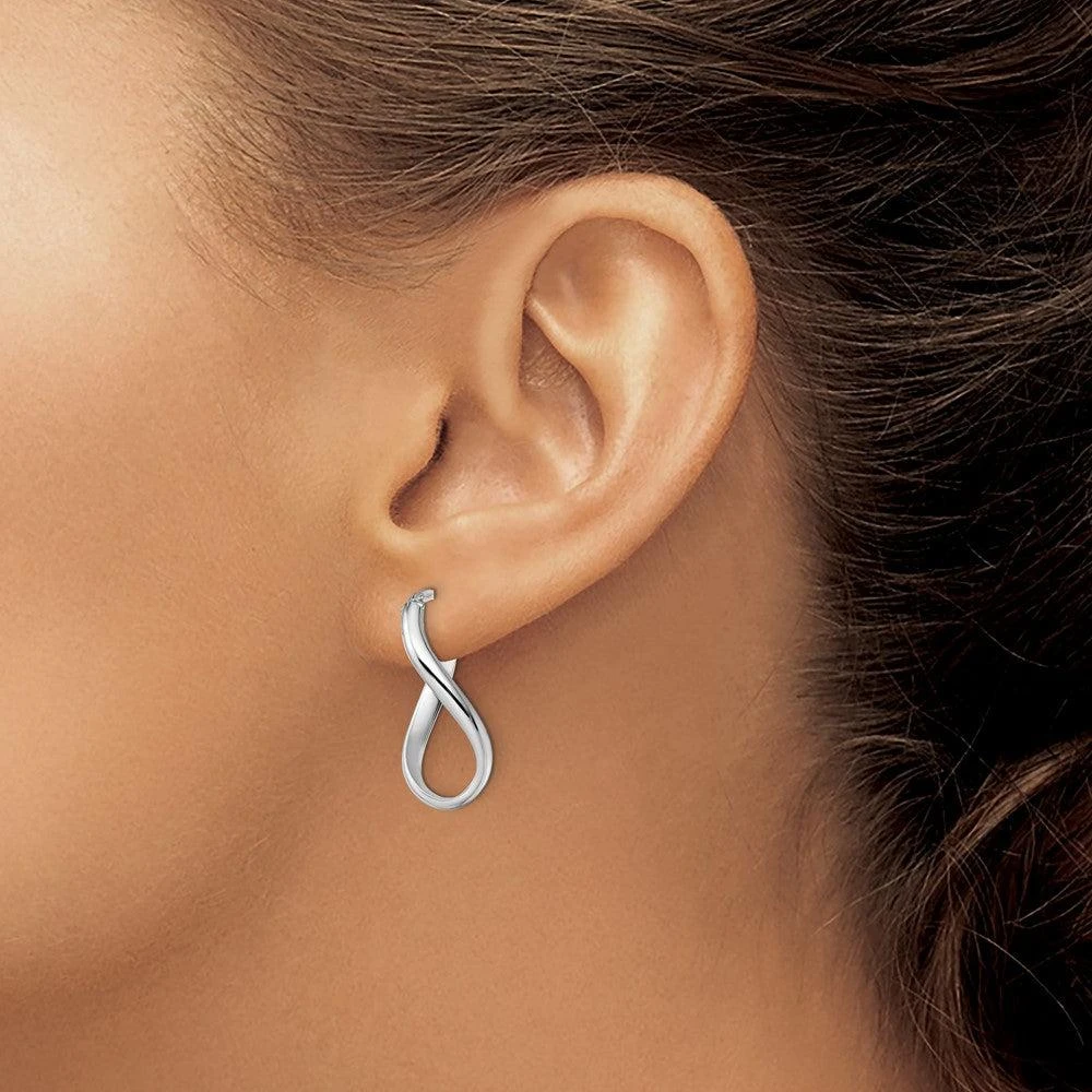 商品Diamond2Deal|14K White Gold Polished Oval Shape Twisted Hoop Earrings,价格¥4271,第3张图片详细描述