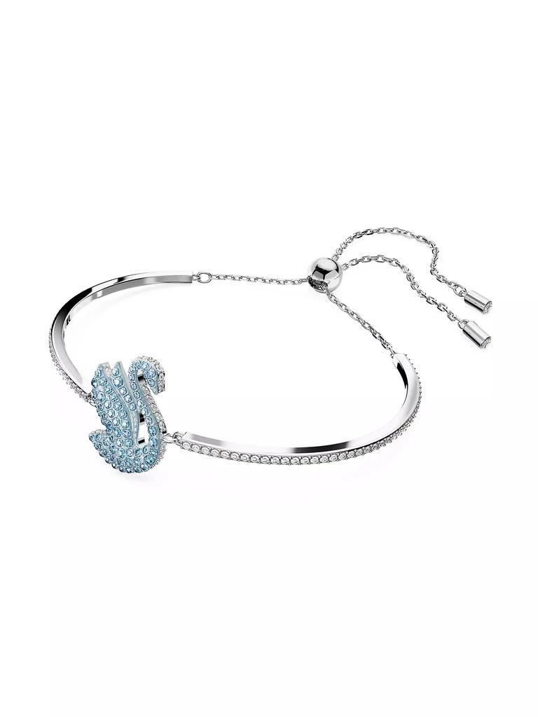 商品Swarovski|Swarovski Iconic Rhodium-Plated & Crystal Swan Bangle,价格¥1414,第3张图片详细描述
