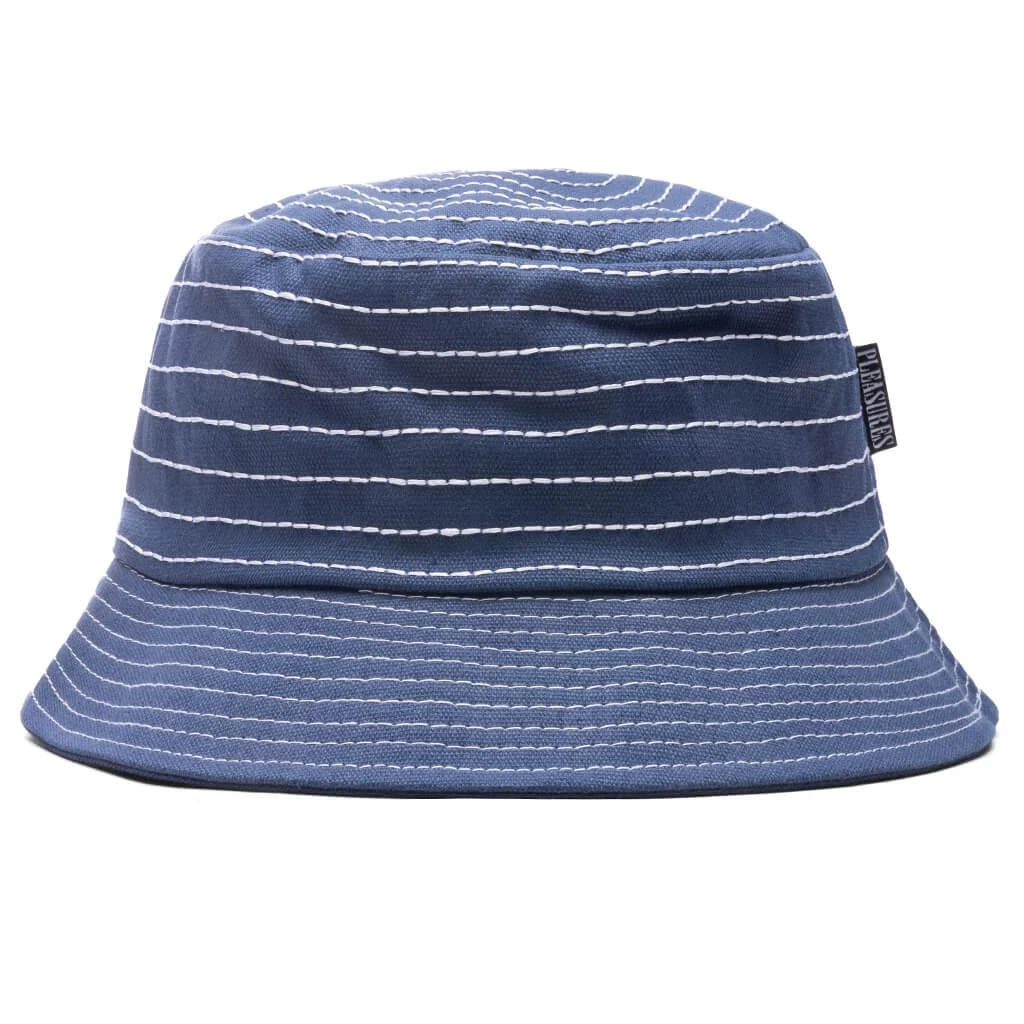 商品Pleasures|PLEASURES Stitches Bucket Hat - Blue,价格¥230,第1张图片