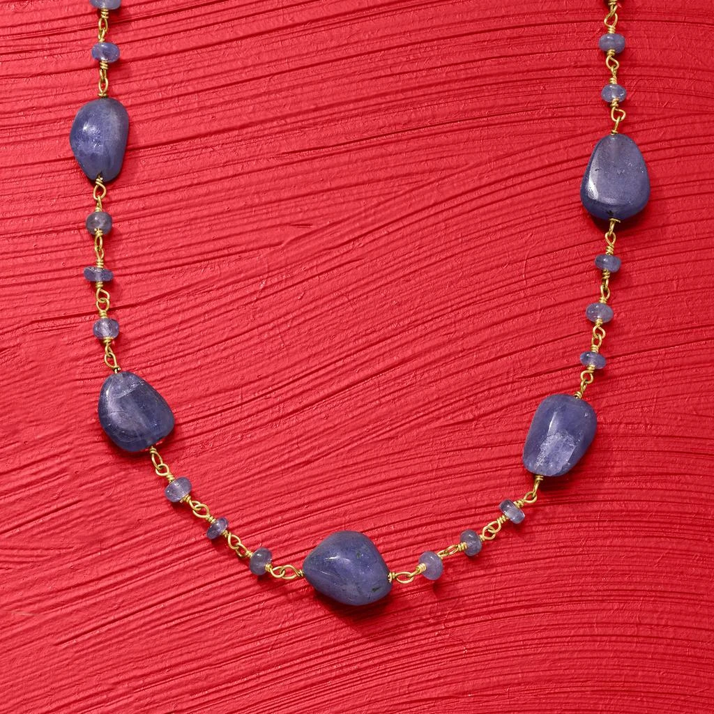 商品Ross-Simons|Ross-Simons Tanzanite Beaded Station Necklace in 18kt Gold Over Sterling,价格¥783,第3张图片详细描述