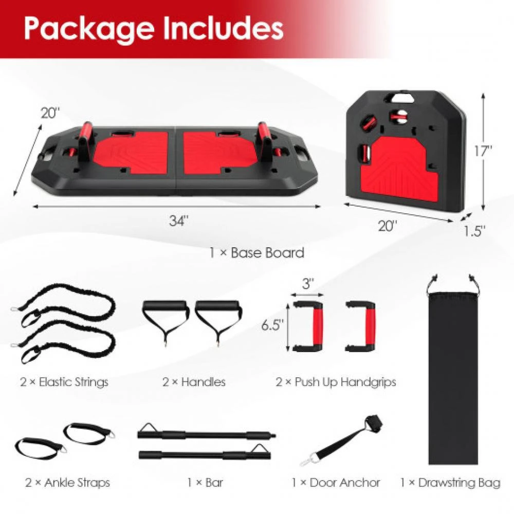 商品Hivvago|Push up Board Set Folding Push up Stand with Elastic String Pilate Bar Bag-Black,价格¥635,第4张图片详细描述