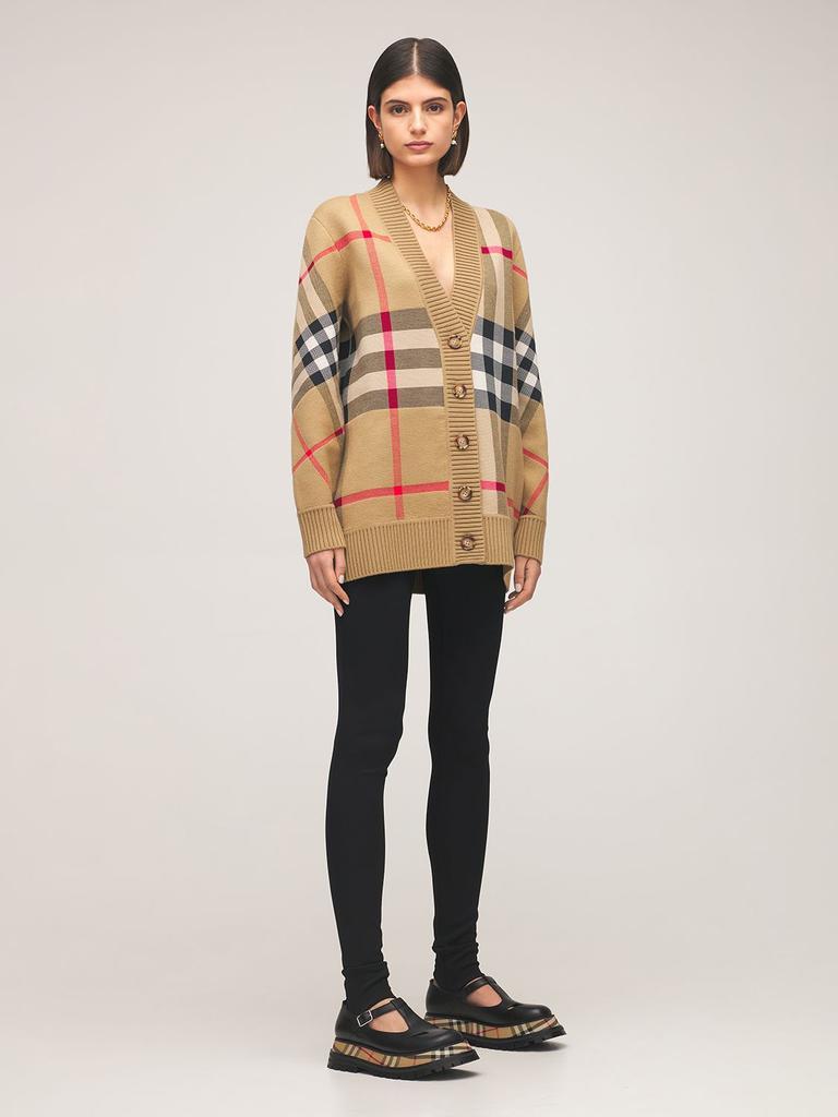 商品Burberry|Caragh Wool Blend Check Cardigan,价格¥7353,第1张图片