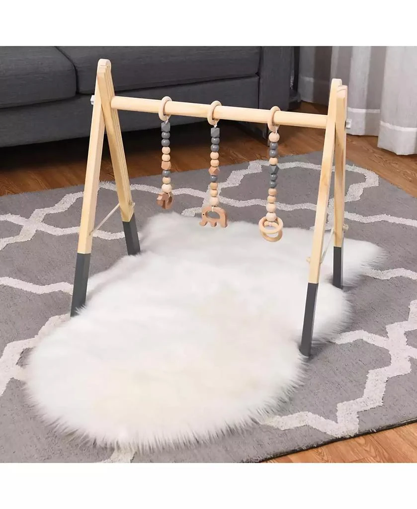 Baby Foldable Wooden Gym with 3 Wooden Teething Toys 商品