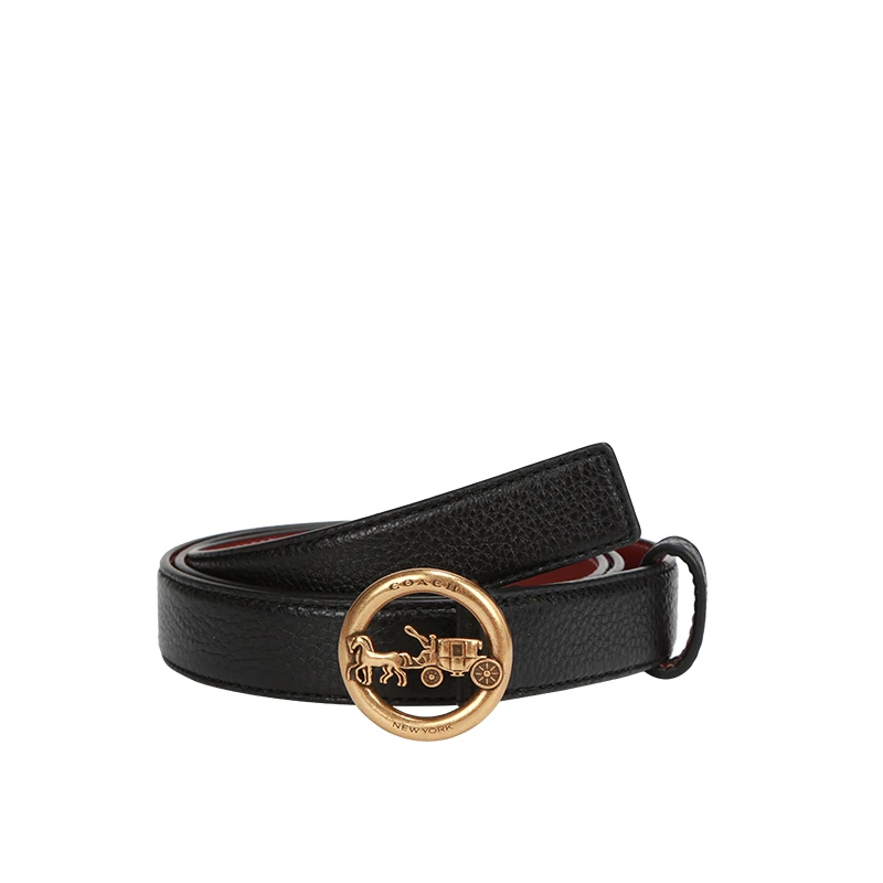 商品[国内直发] Coach|蔻驰腰带女奢侈品皮质马车logo 头皮带配饰 黑色,价格¥622,第1张图片