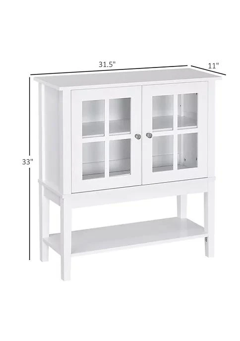 商品belk|Kitchen Credenza And Sideboard Buffet Storage Cabinet With 2 Glass Doors And Storage Shelves White,价格¥1013,第2张图片详细描述