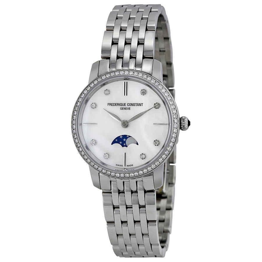 Slimline Moonphase Mother of Pearl Diamond Dial Ladies Watch FC-206MPWD1SD6B商品第1张图片规格展示