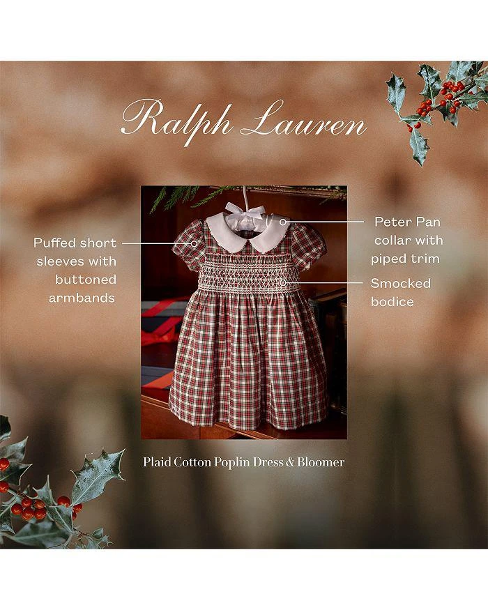 商品Ralph Lauren|Girls' Plaid Cotton Poplin Dress & Bloomers Set - Baby,价格¥216,第3张图片详细描述