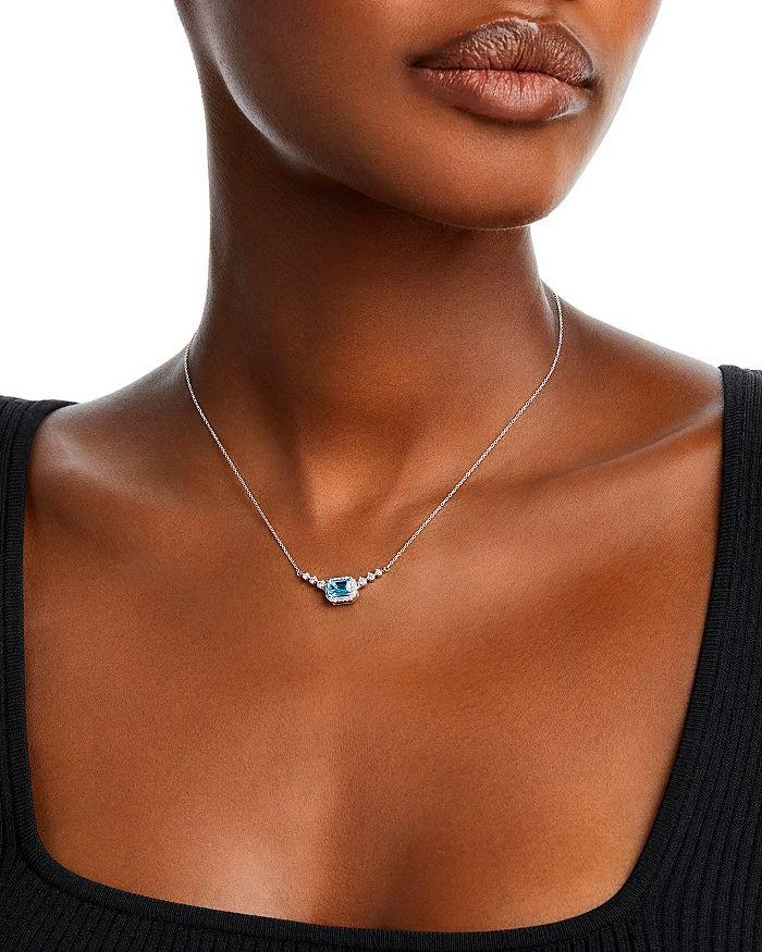 商品Bloomingdale's|Blue Topaz & Diamond Pendant Necklace in 14K White Gold, 18",价格¥17939,第2张图片详细描述