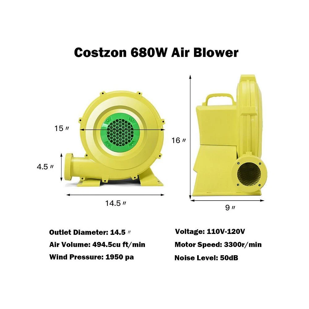 商品Costway|Air Blower Pump Fan 735 Watt 1.0HP For Inflatable Bounce House,价格¥770,第3张图片详细描述