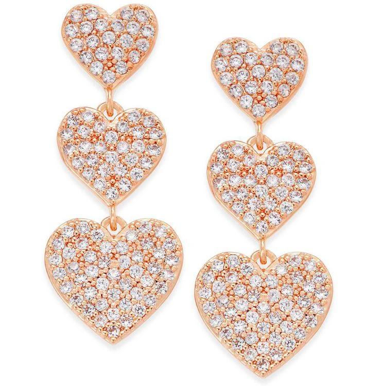 商品Kate Spade|Rose Gold-Tone Pavé Heart Triple-Drop Earrings,价格¥347,第1张图片