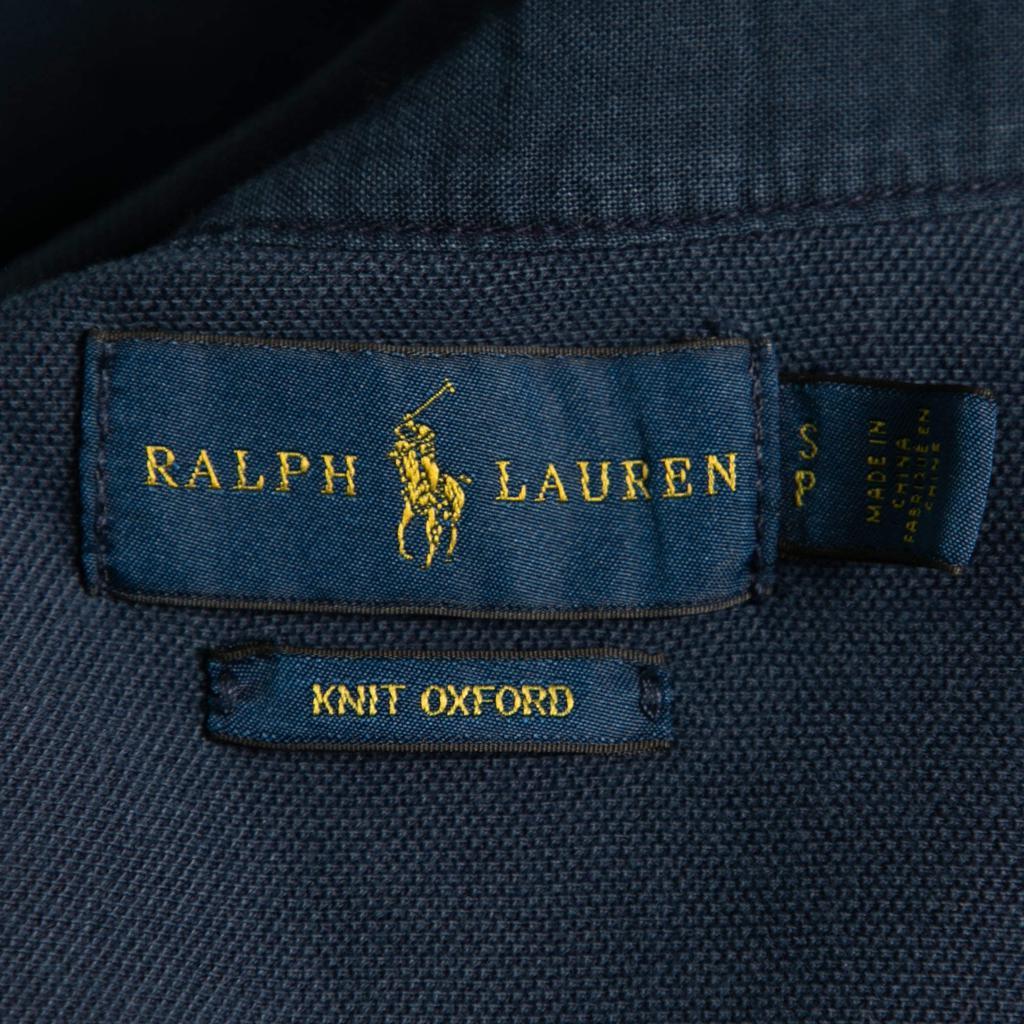 商品[二手商品] Ralph Lauren|Ralph Lauren Navy Blue Knit Oxford Long Sleeve Polo Shirt S,价格¥956,第6张图片详细描述