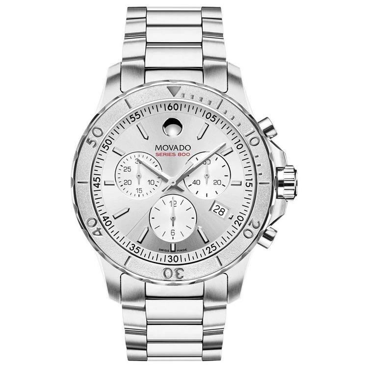 商品Movado|Men's Swiss Chronograph Series 800 Stainless Steel Bracelet Watch 42mm 2600111,价格¥7519,第1张图片
