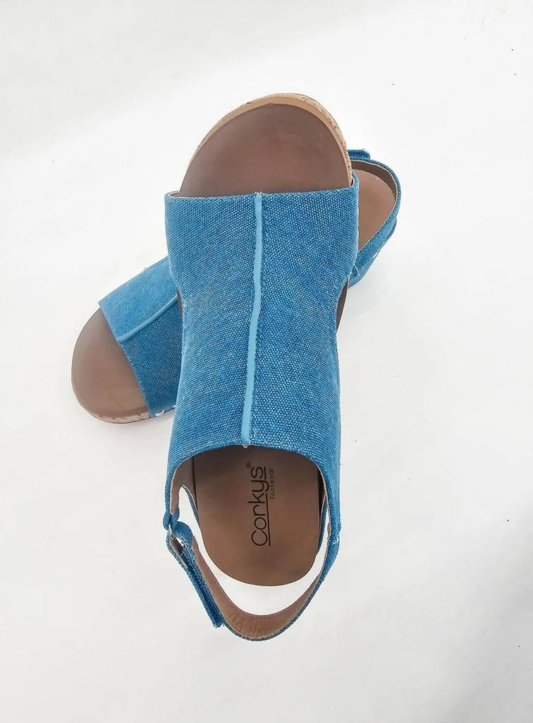 商品Corkys Footwear|Washed Canvas Carley Wedges In Turquoise,价格¥360,第5张图片详细描述